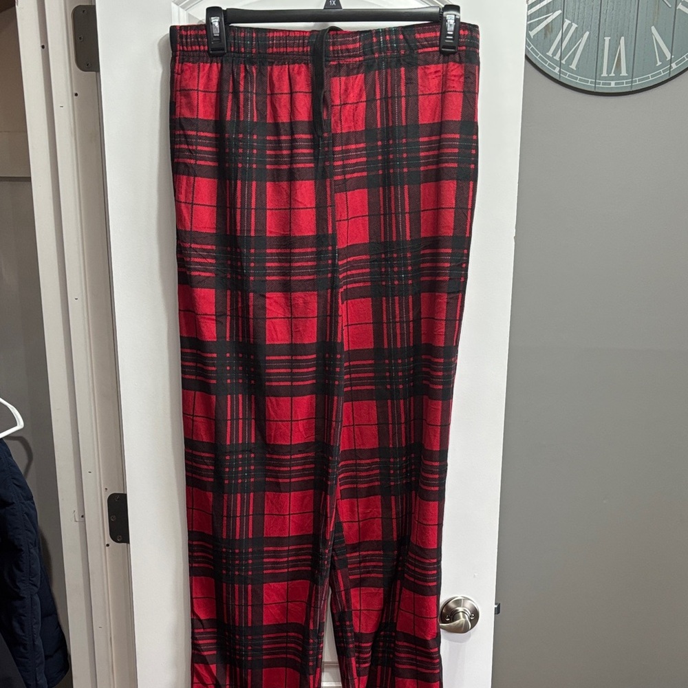 Red and Black Plaid Men's Pajama Pants